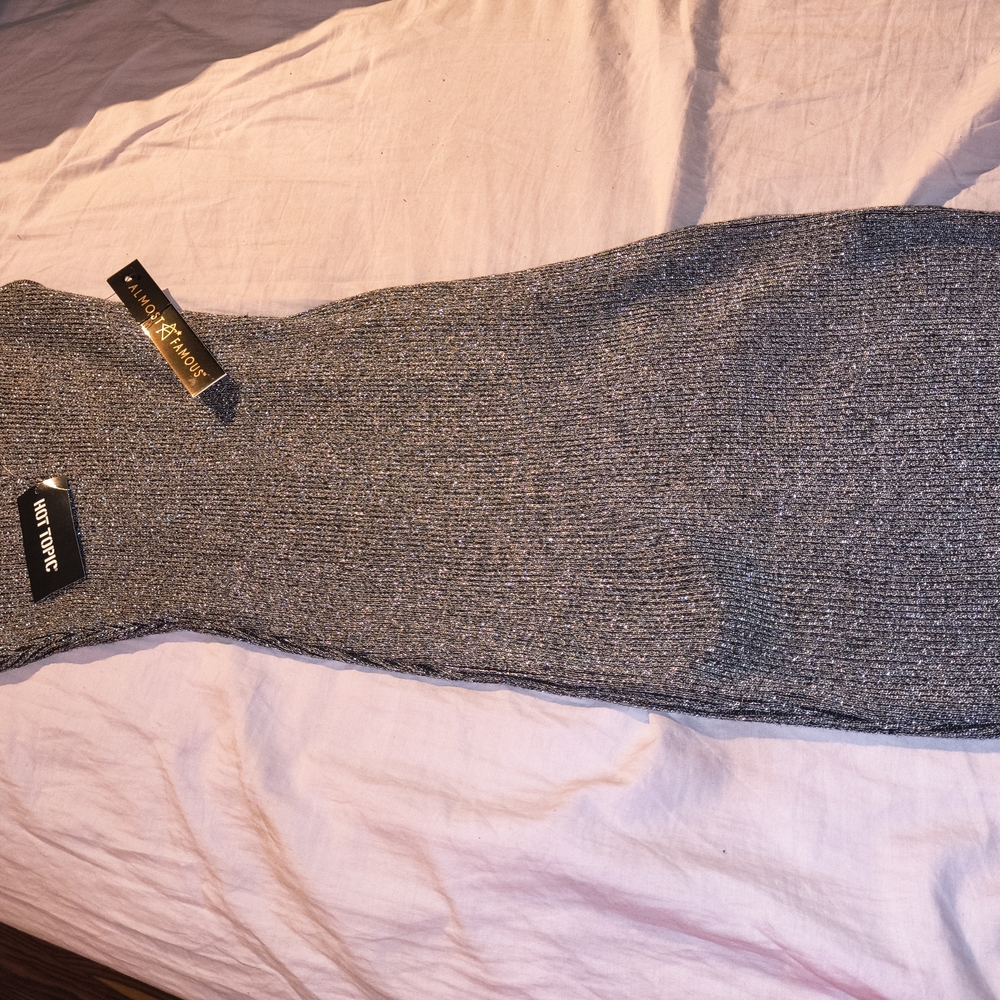 Almost Famous Shimmering Gray Midi Dress